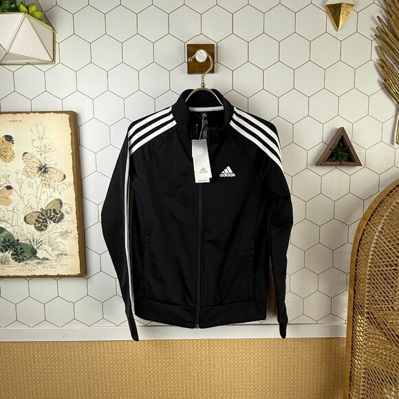 Adidas Women's Black Warm-Up Slim 3-Stripes Track Jacket - Size - Small - Picture 2 of 7